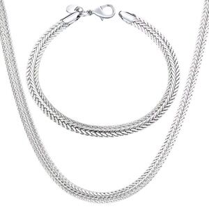 New Sterling Silver Necklace/Bracelet Set Stamped